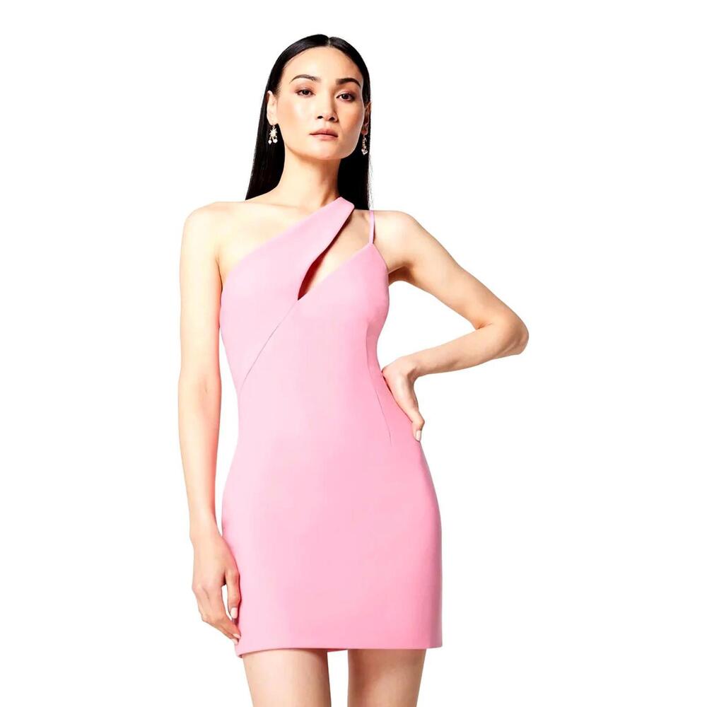 Elliatt Istria One Shoulder Mini Dress Bubble Pink Asymmetric Cocktail Size L
